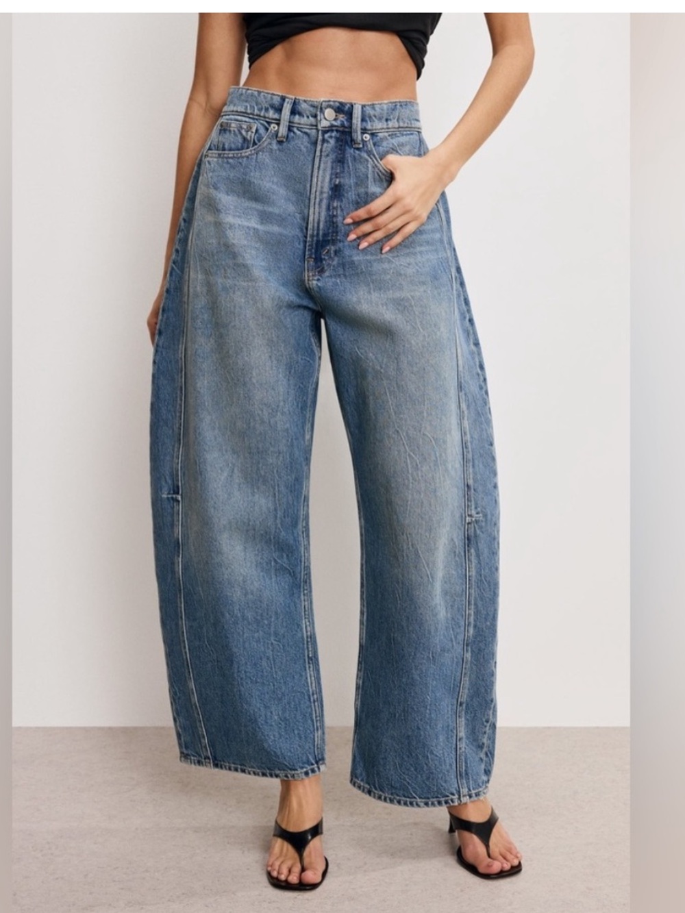 Good American Extreme Barrel High Rise Jeans - Medium Blue Wash Size 25